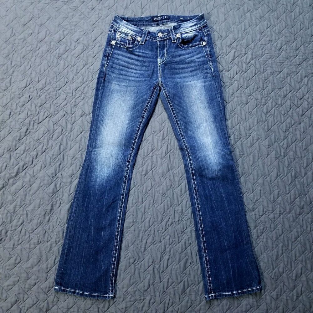 Miss Me Jeans Womens 27X32 Blue Low Rise Tailored Boot Dark Wash American Denim